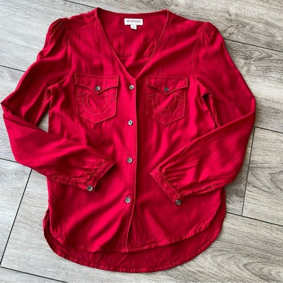 True Religion V Neck Button Down Blouse - Picture 4 of 14
